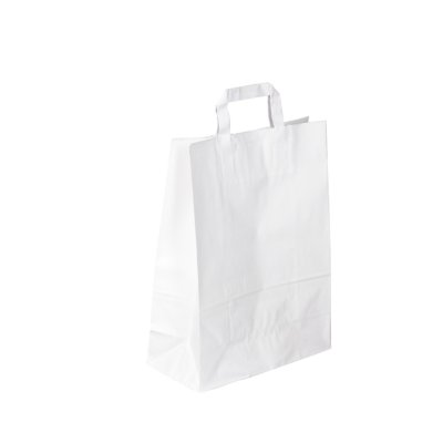 Bolsa de papel asa plana 450 + 170 x 470 mm blanco
