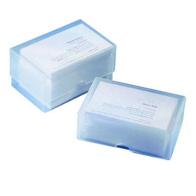 Caja de tarjeta de visita plástico 97 mm x 62 mm x 36 mm transparente