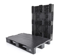 Palé de plástico para logística, 3 patines liso, 1200 mm x 800 mm x 150 mm, carga dinámica 1500 kg