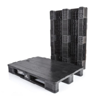 Palé de plástico para logística, 3 patines liso, 1200 mm x 800 mm x 157 mm, carga dinámica 1700 kg