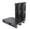 Palé de plástico para logística, 3 patines liso, 1200 mm x 800 mm x 157 mm, carga dinámica 1700 kg